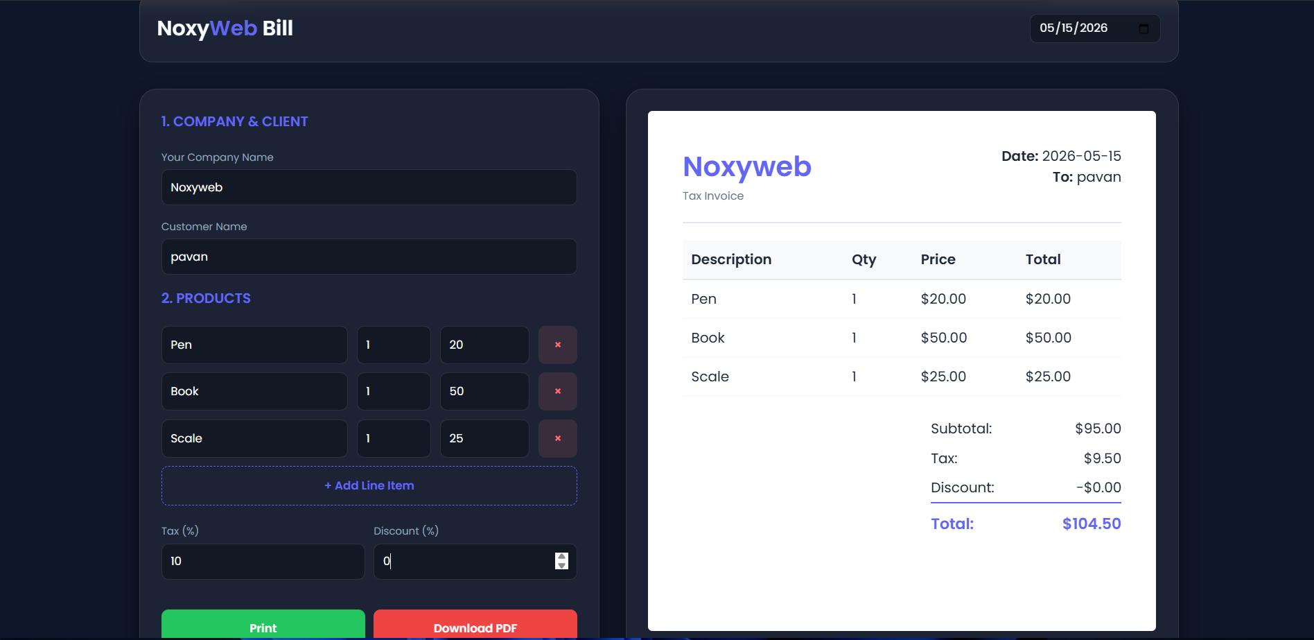 Billing website project thumbnail